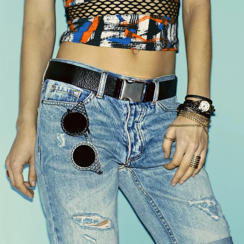 Miejskie niebieskie dżinsy z dodatkami Lady w stylu letnim