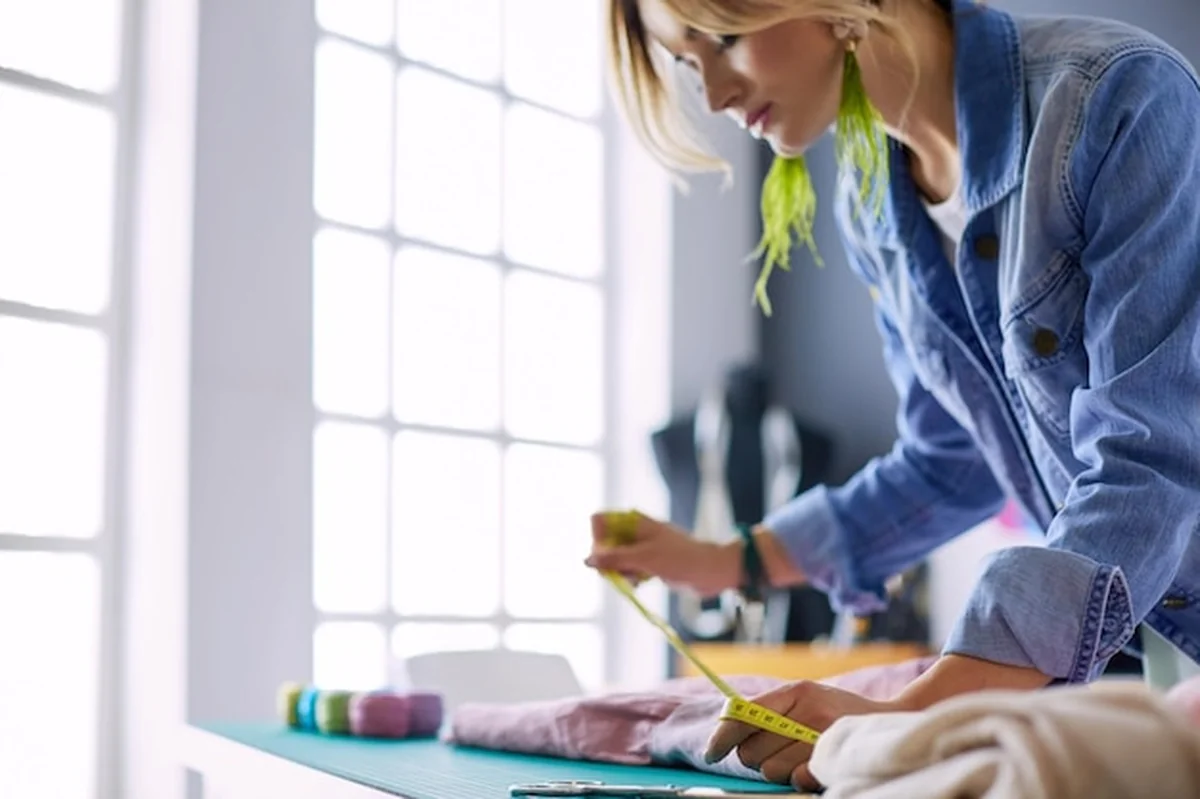 Projektantka mody pracująca w studiu nad swoimi projektami