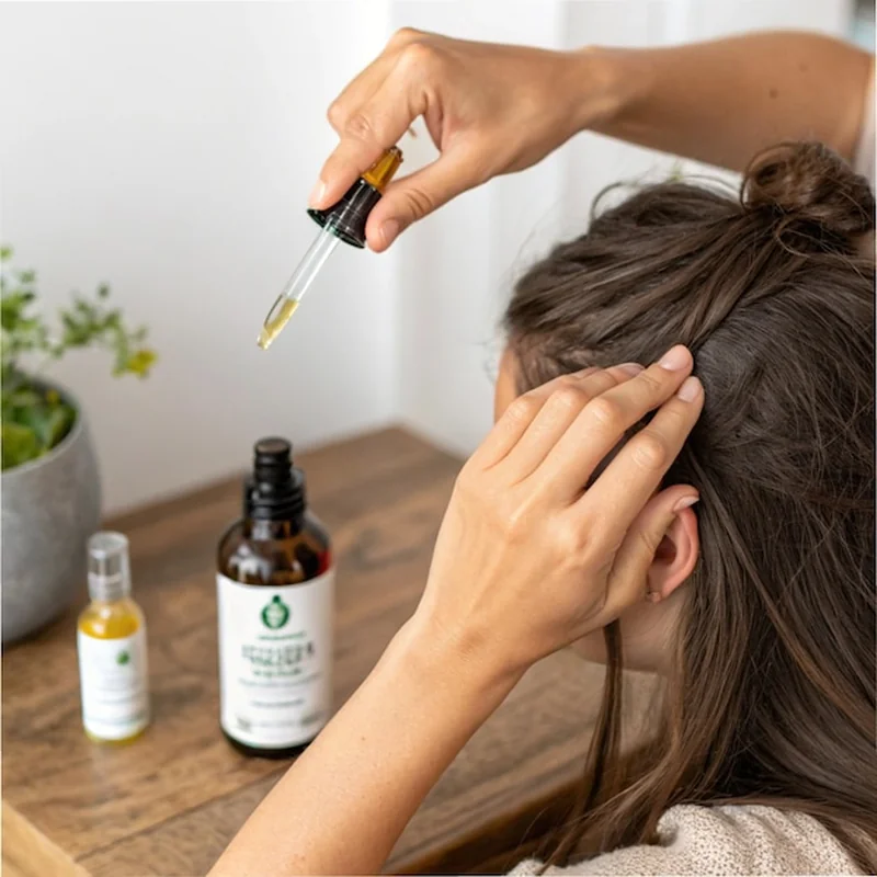 Kobiety nakładają olej na włosy